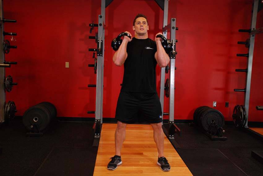 Front Squats With Two Kettlebells - Başlangıç Pozisyonu