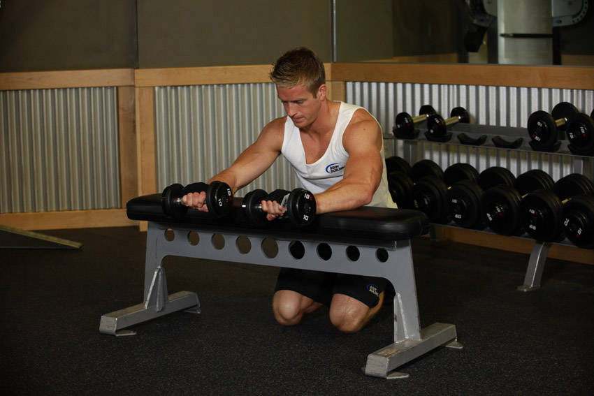Palms-Down Dumbbell Wrist Curl Over A Bench - Bitiş Pozisyonu